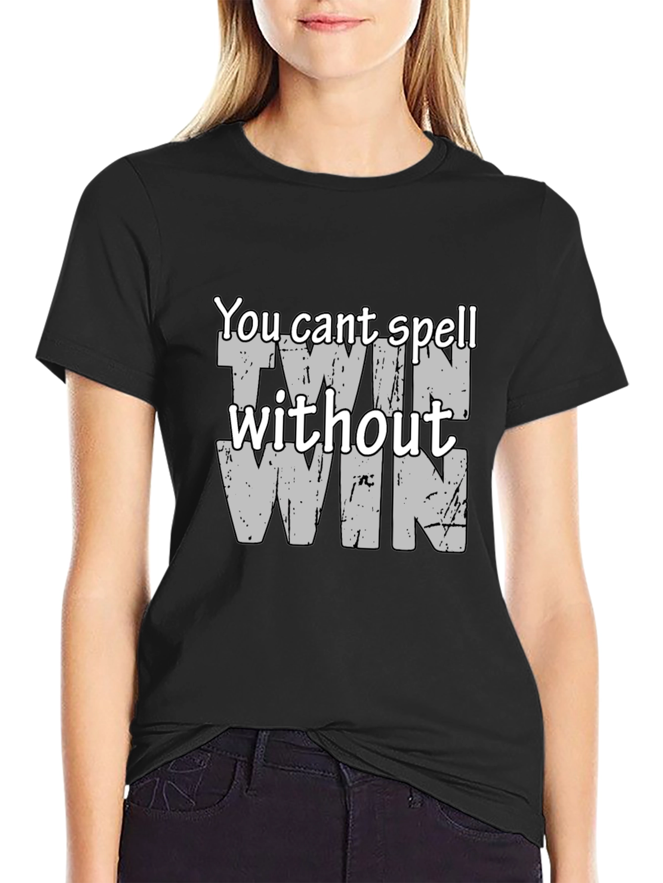 Twin Win Graphic Tee - Black Cotton Blend T-Shirt