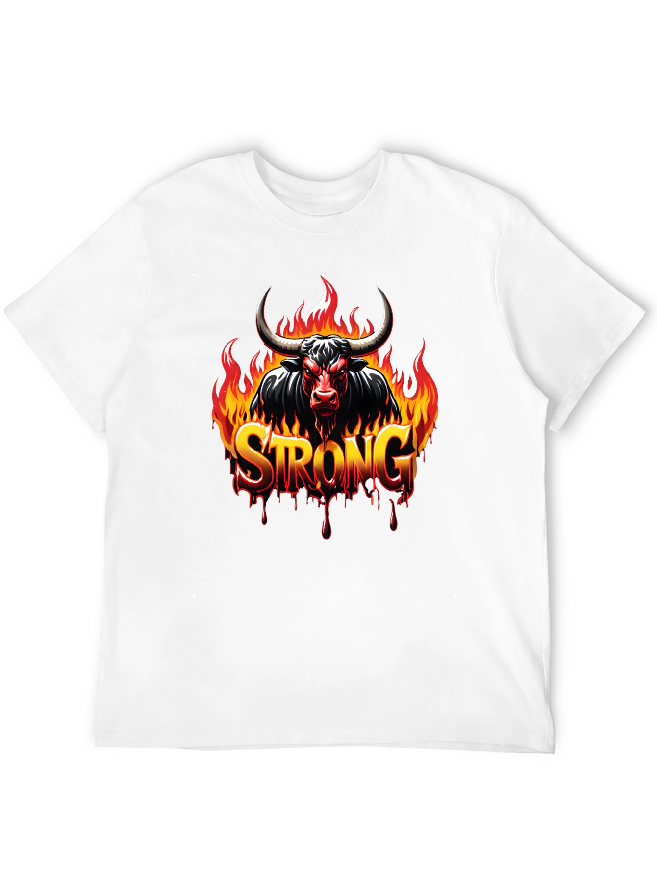 Fiery Bull Strong Graphic Black T-Shirt