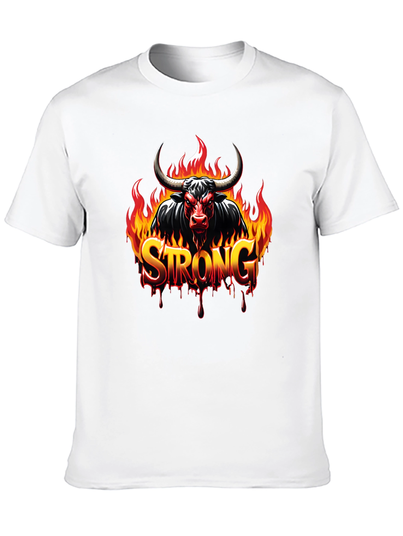 Fiery Bull Strong Graphic Black T-Shirt
