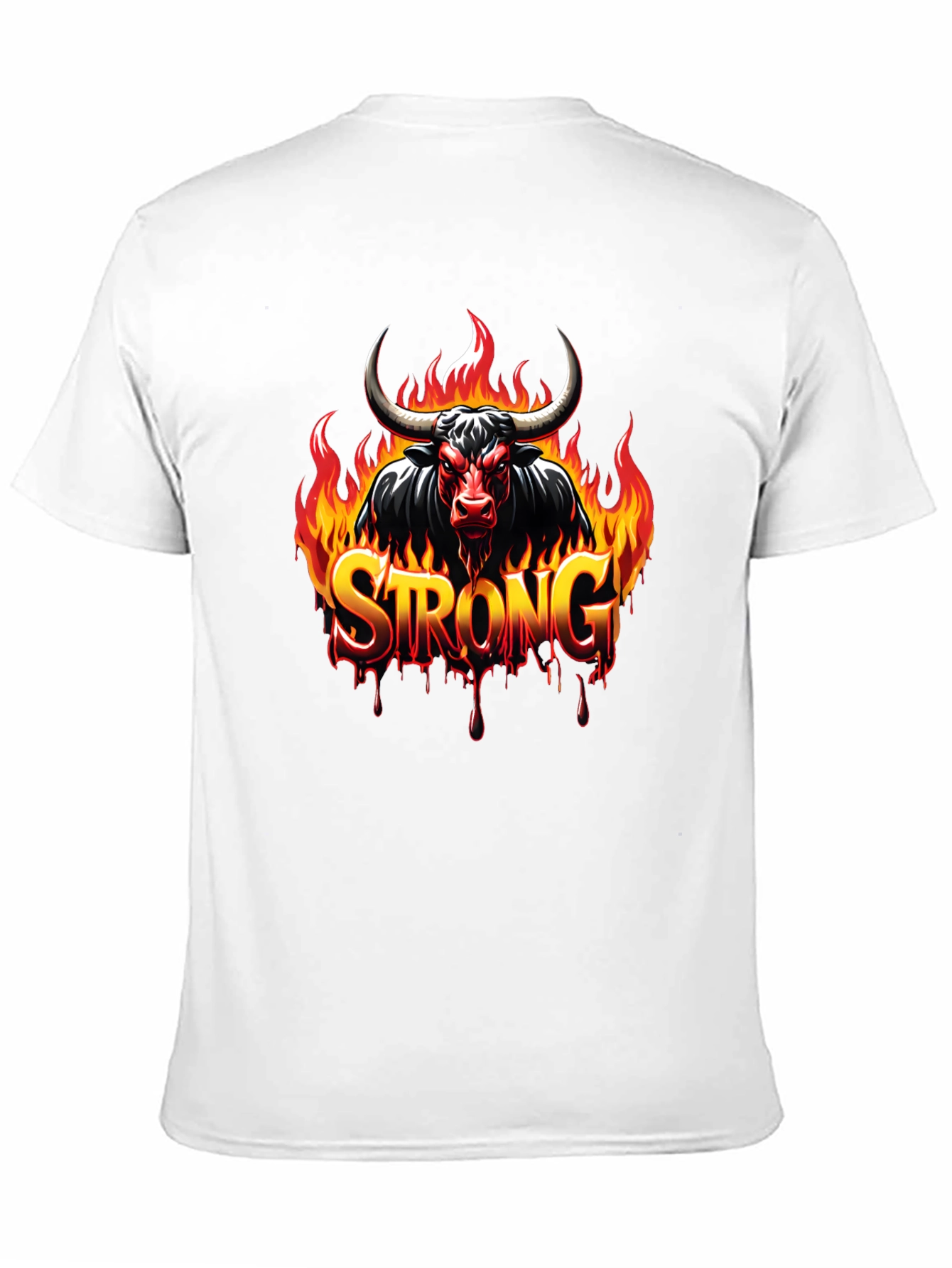 Fiery Bull Strong Graphic Black T-Shirt