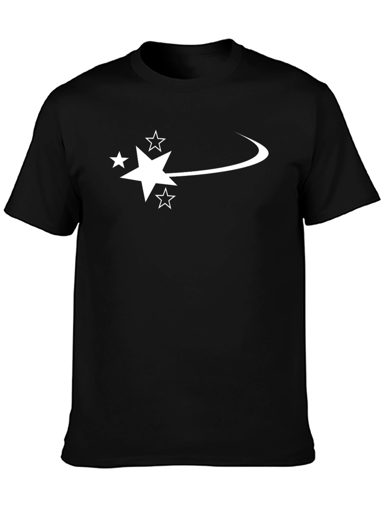 Mens Black T-Shirt with Star Streak Design