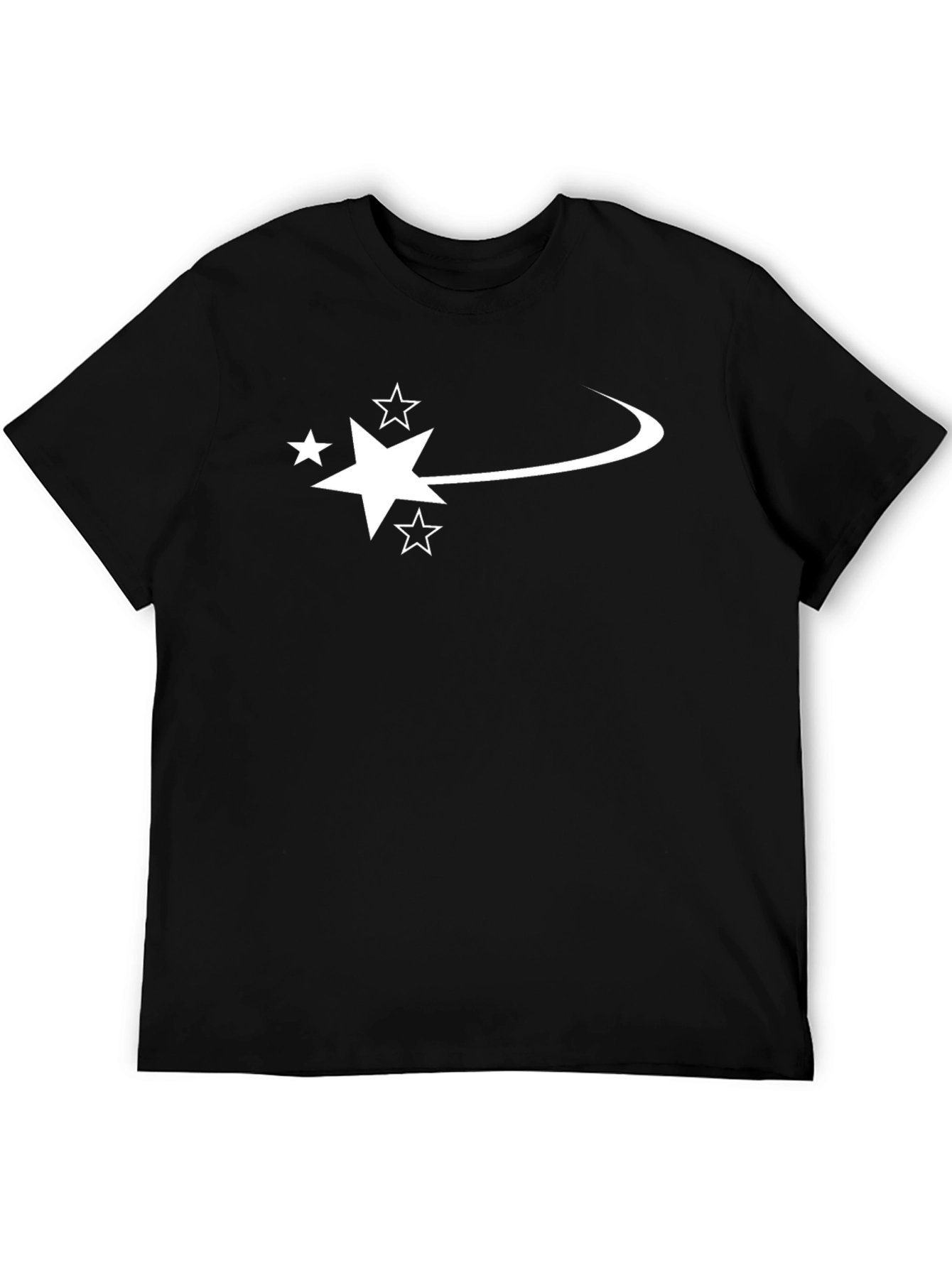 Mens Black T-Shirt with Star Streak Design
