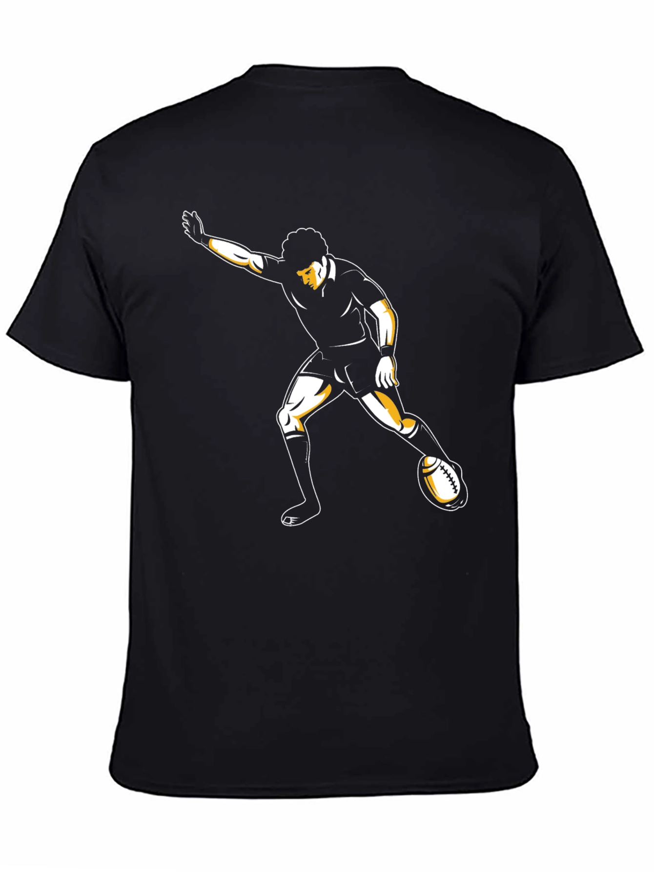 Rugby Player Graphic Tee - Black Cotton