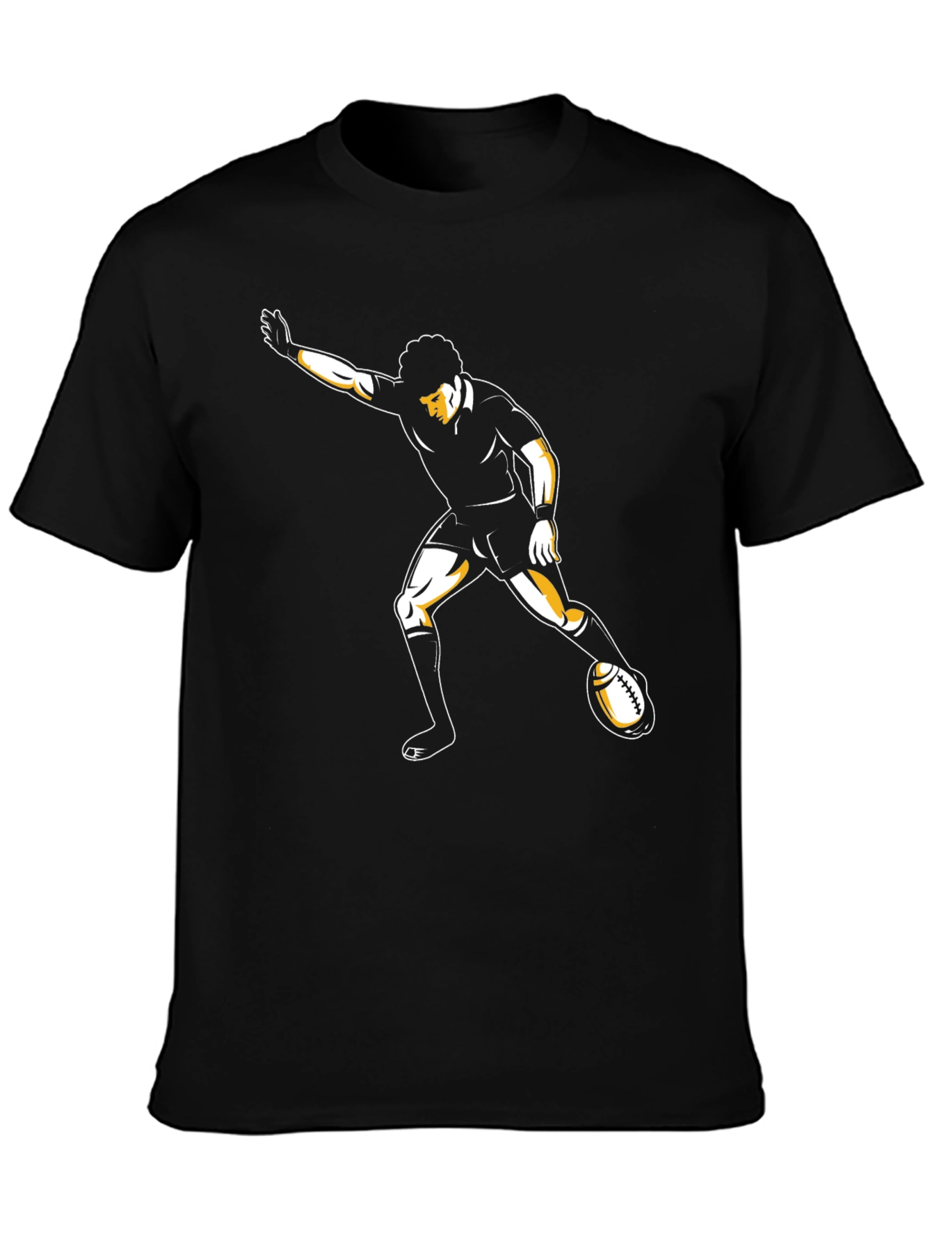 Rugby Player Graphic Tee - Black Cotton