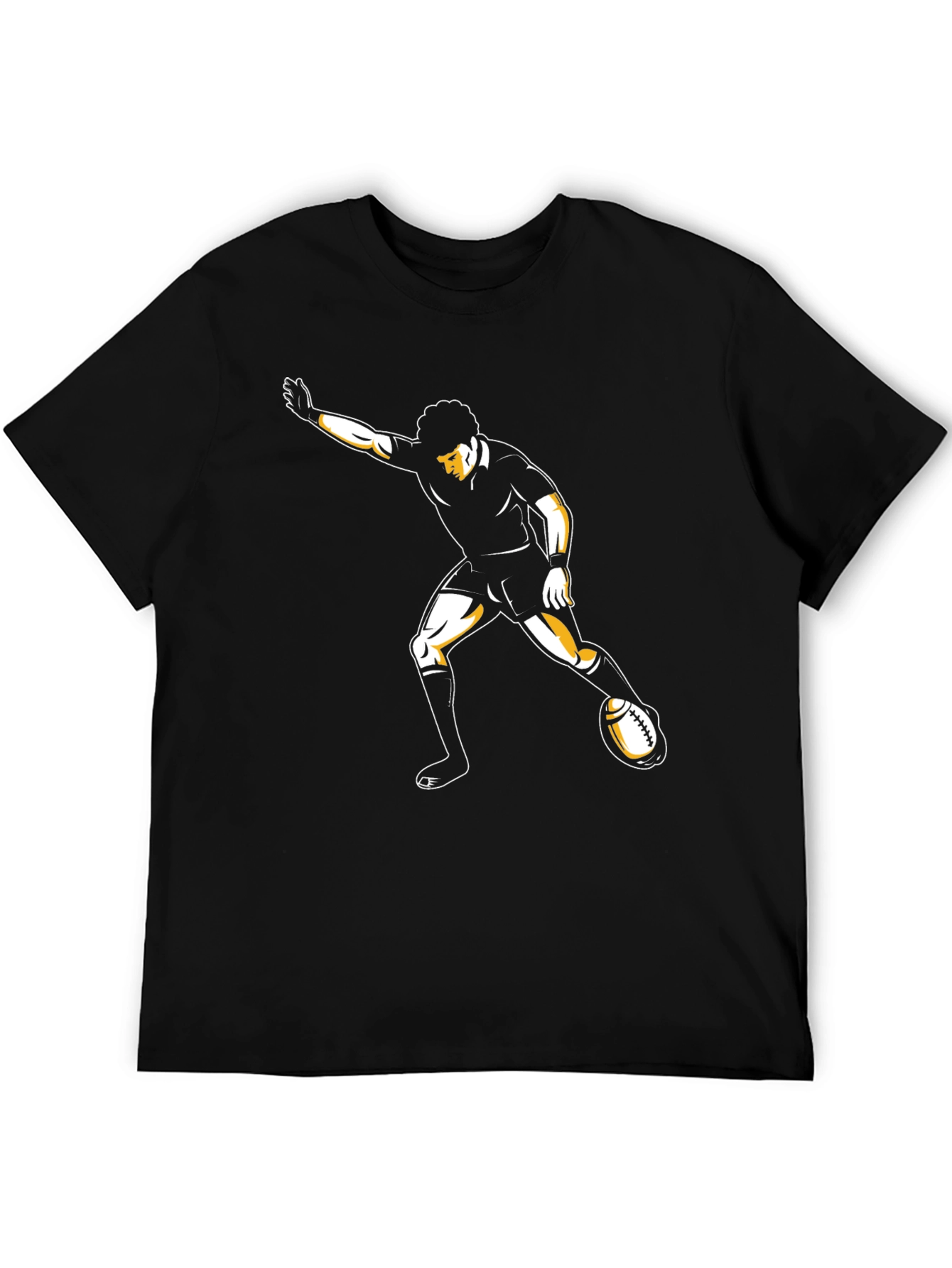 Rugby Player Graphic Tee - Black Cotton