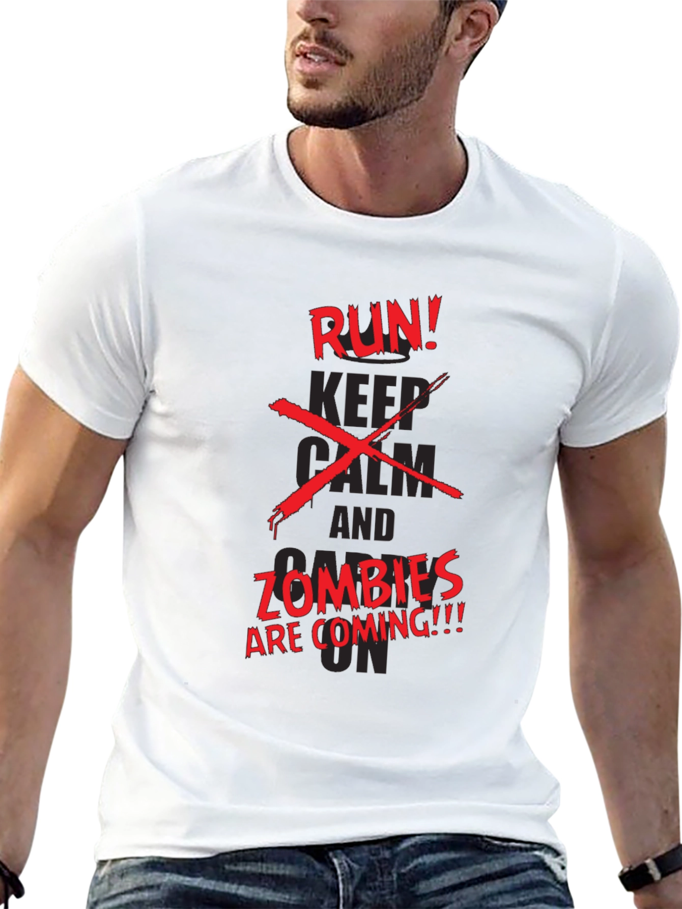 Run Zombies Coming Graphic Black T-Shirt