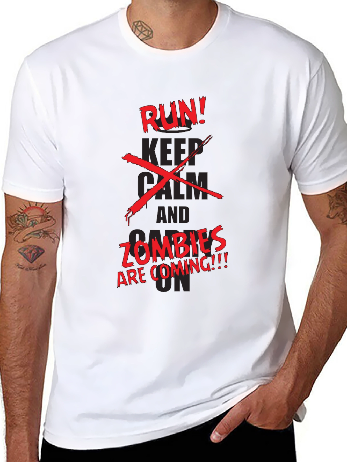 Run Zombies Coming Graphic Black T-Shirt