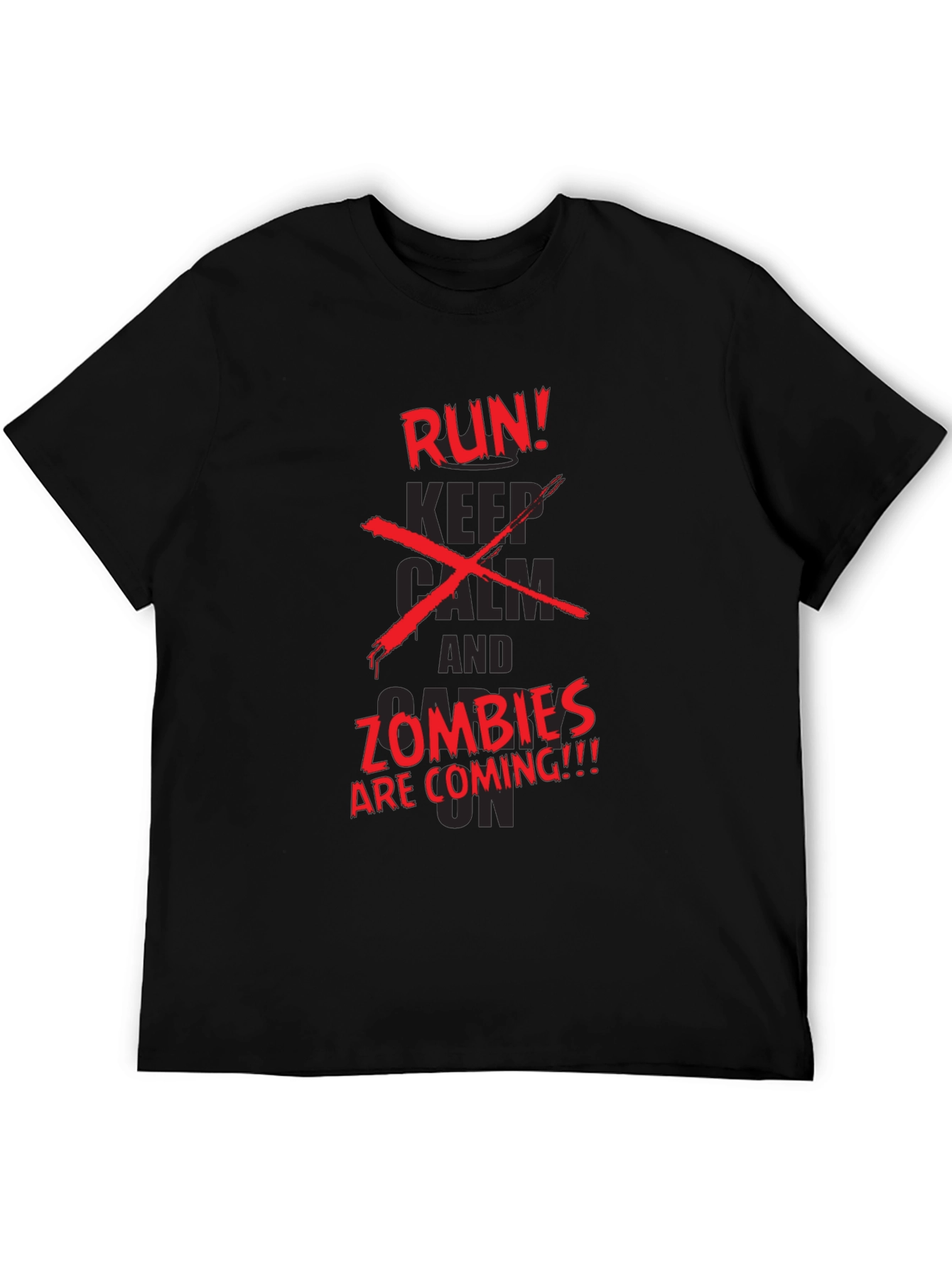 Run Zombies Coming Graphic Black T-Shirt