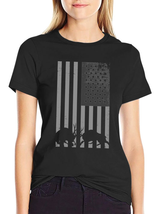 American Flag Deer Hunting T-Shirt