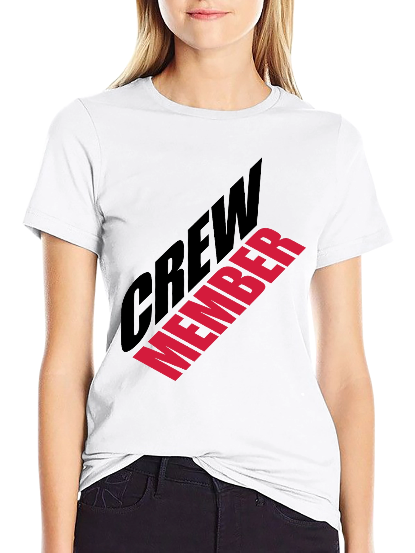 Crew Member Graphic Print Black T-Shirt
