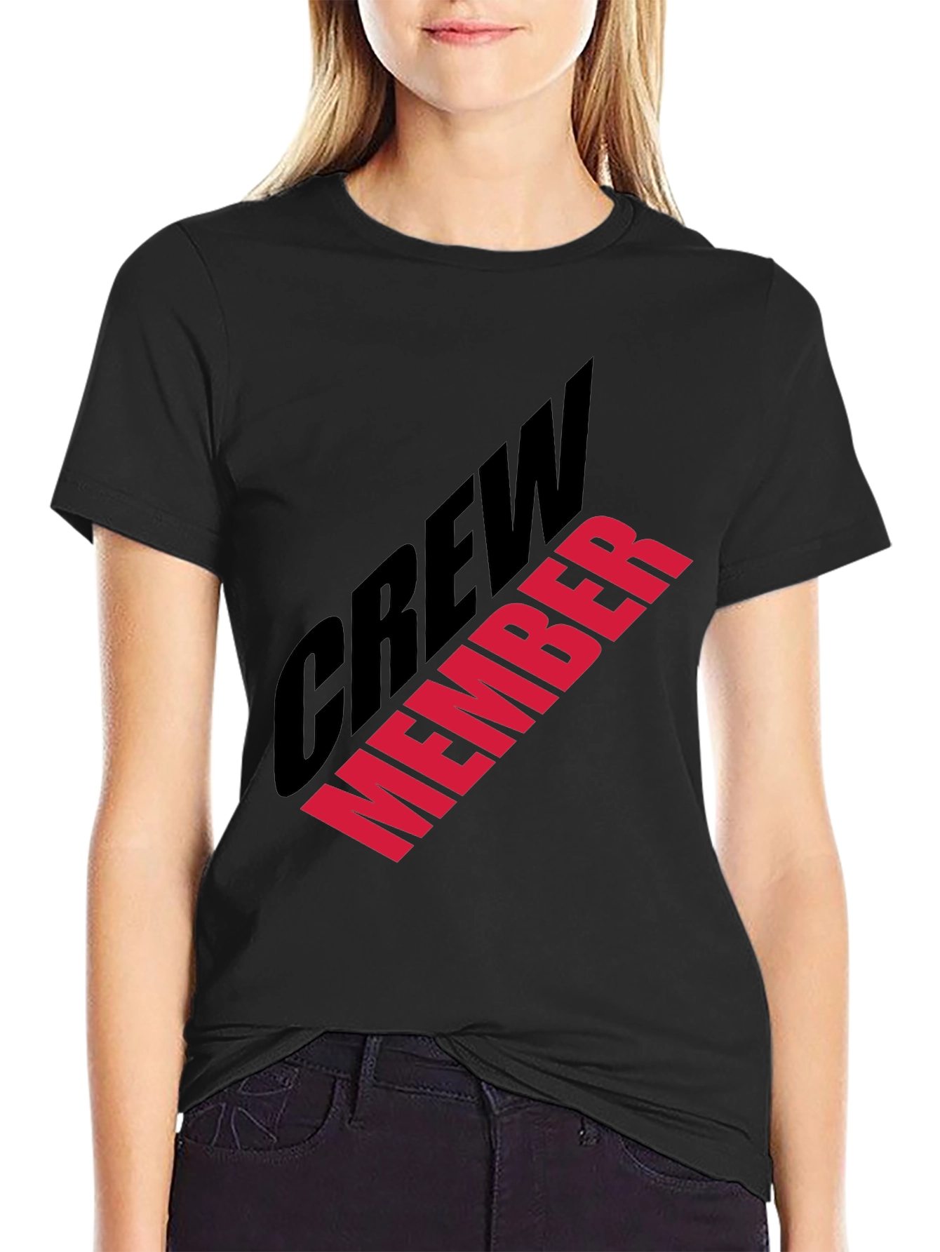 Crew Member Graphic Print Black T-Shirt