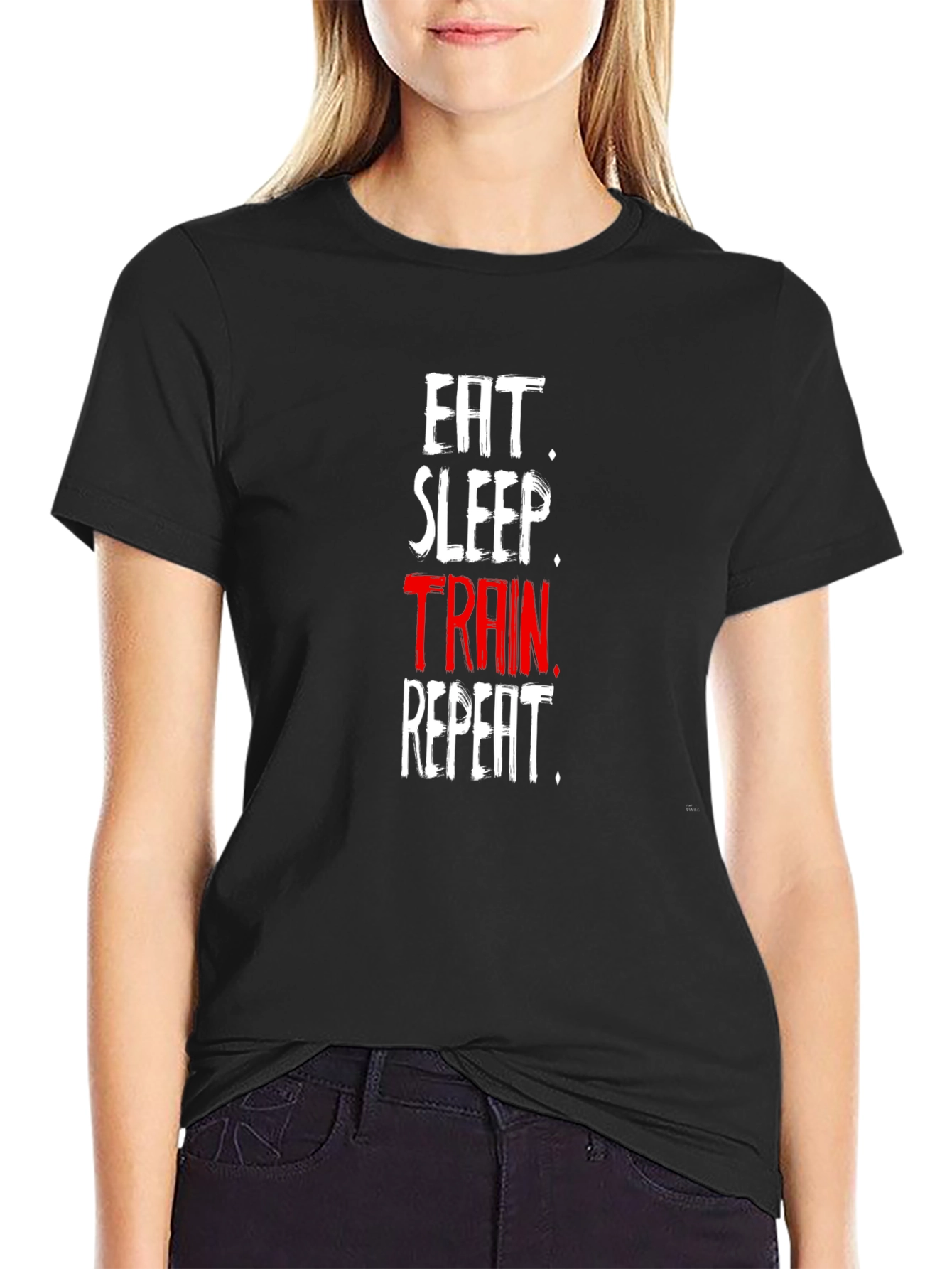 Eat Sleep Train Repeat Black T-Shirt