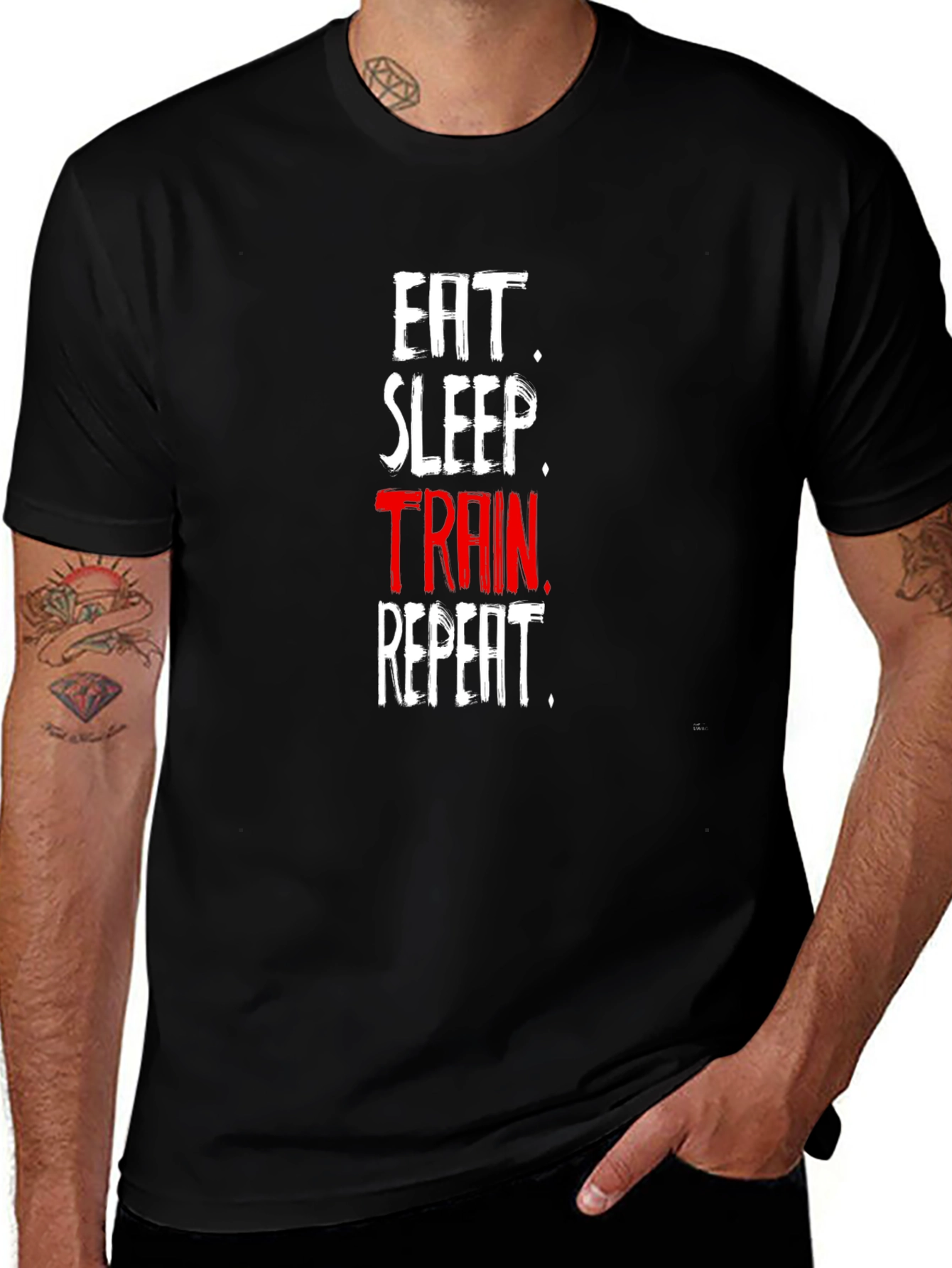 Eat Sleep Train Repeat Black T-Shirt
