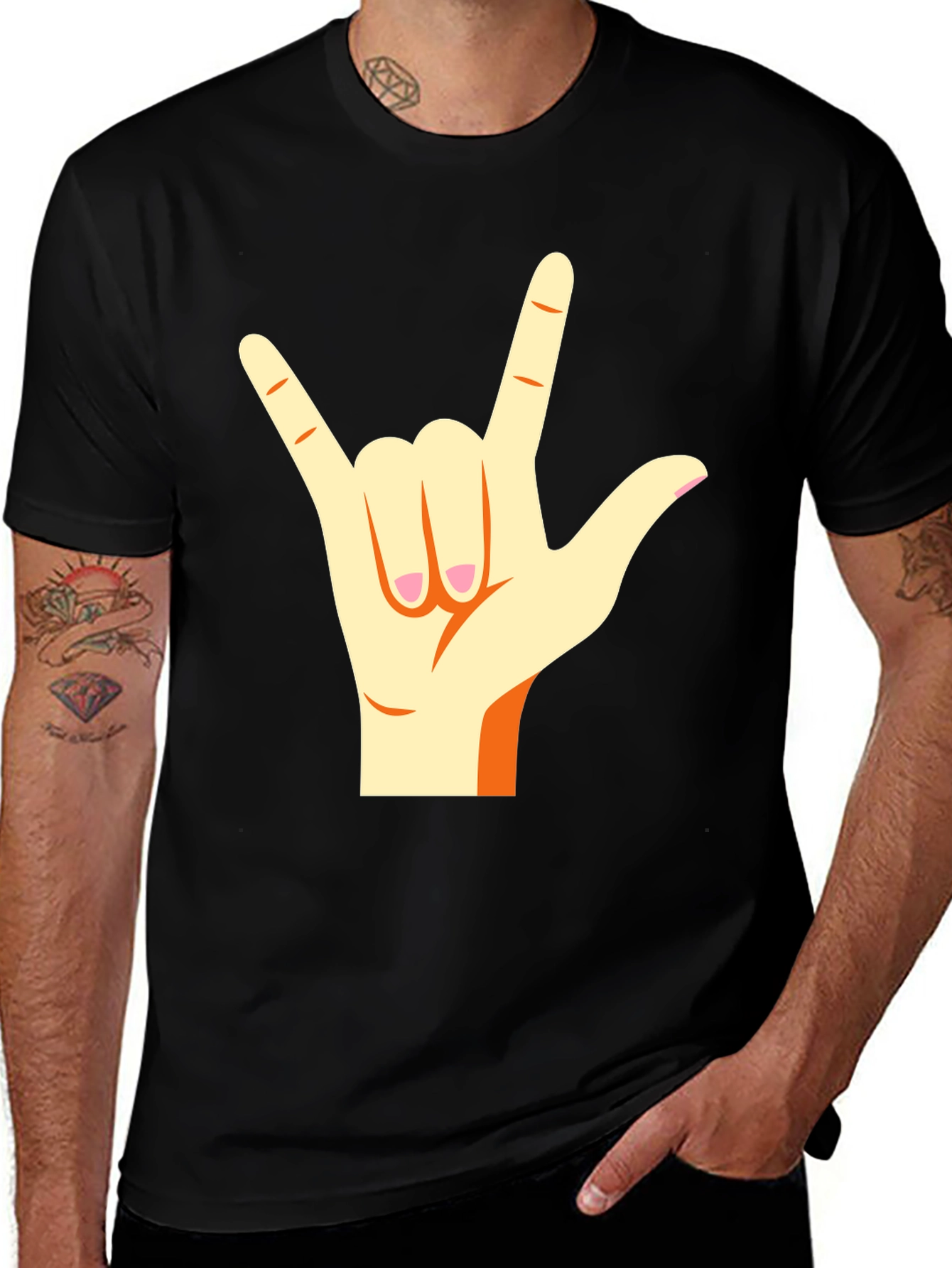 I Love You Hand Sign Black T-Shirt