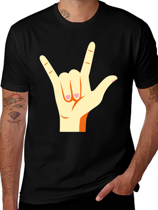 I Love You Hand Sign Black T-Shirt