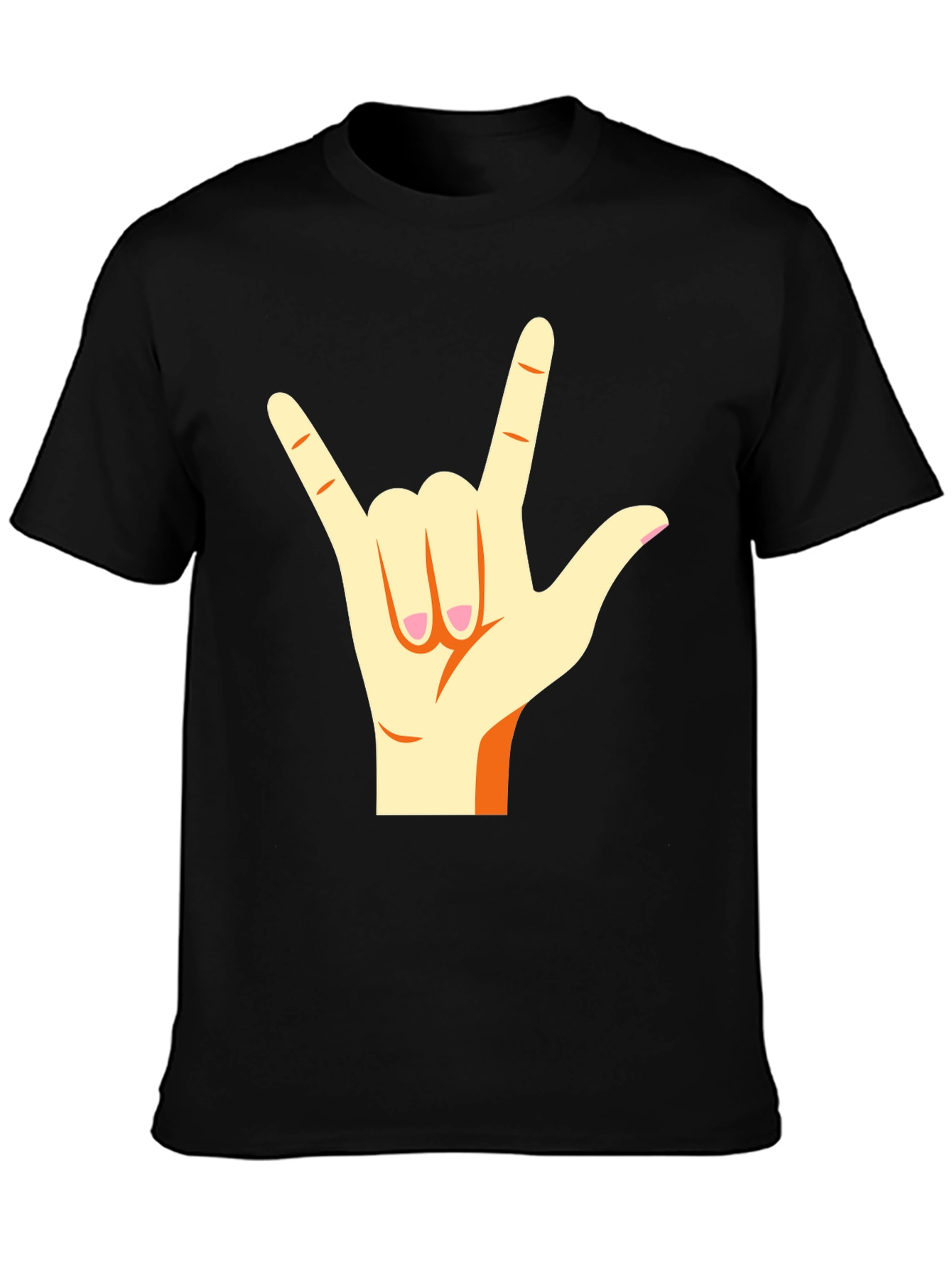 I Love You Hand Sign Black T-Shirt