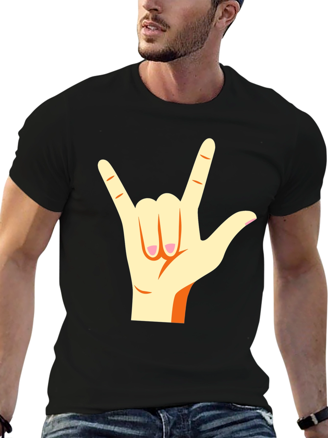 I Love You Hand Sign Black T-Shirt