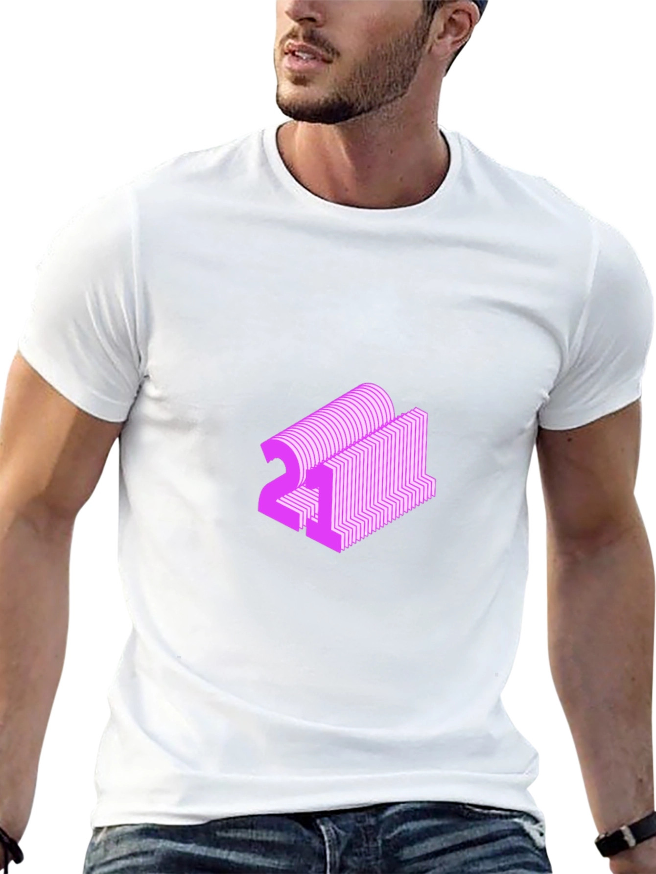 Abstract Pink 21 Graphic Black T-Shirt