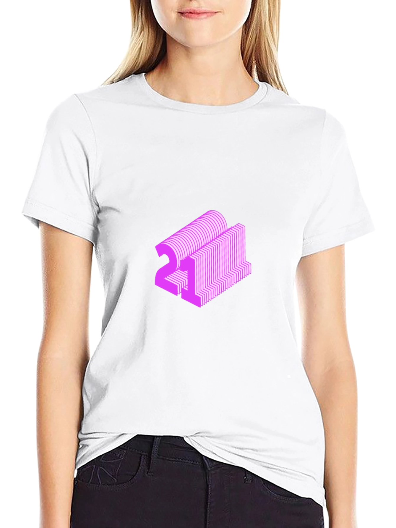 Abstract Pink 21 Graphic Black T-Shirt