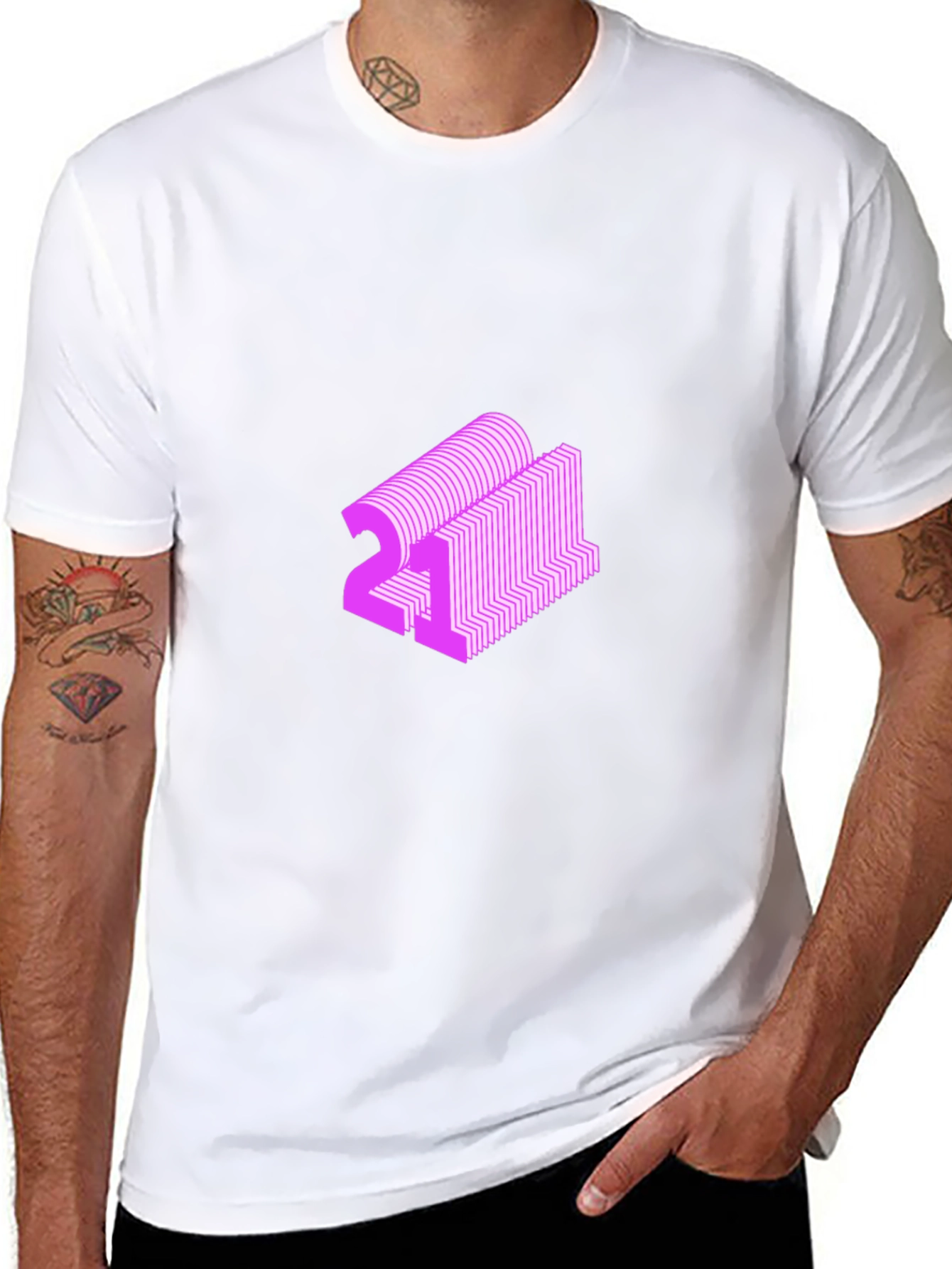 Abstract Pink 21 Graphic Black T-Shirt