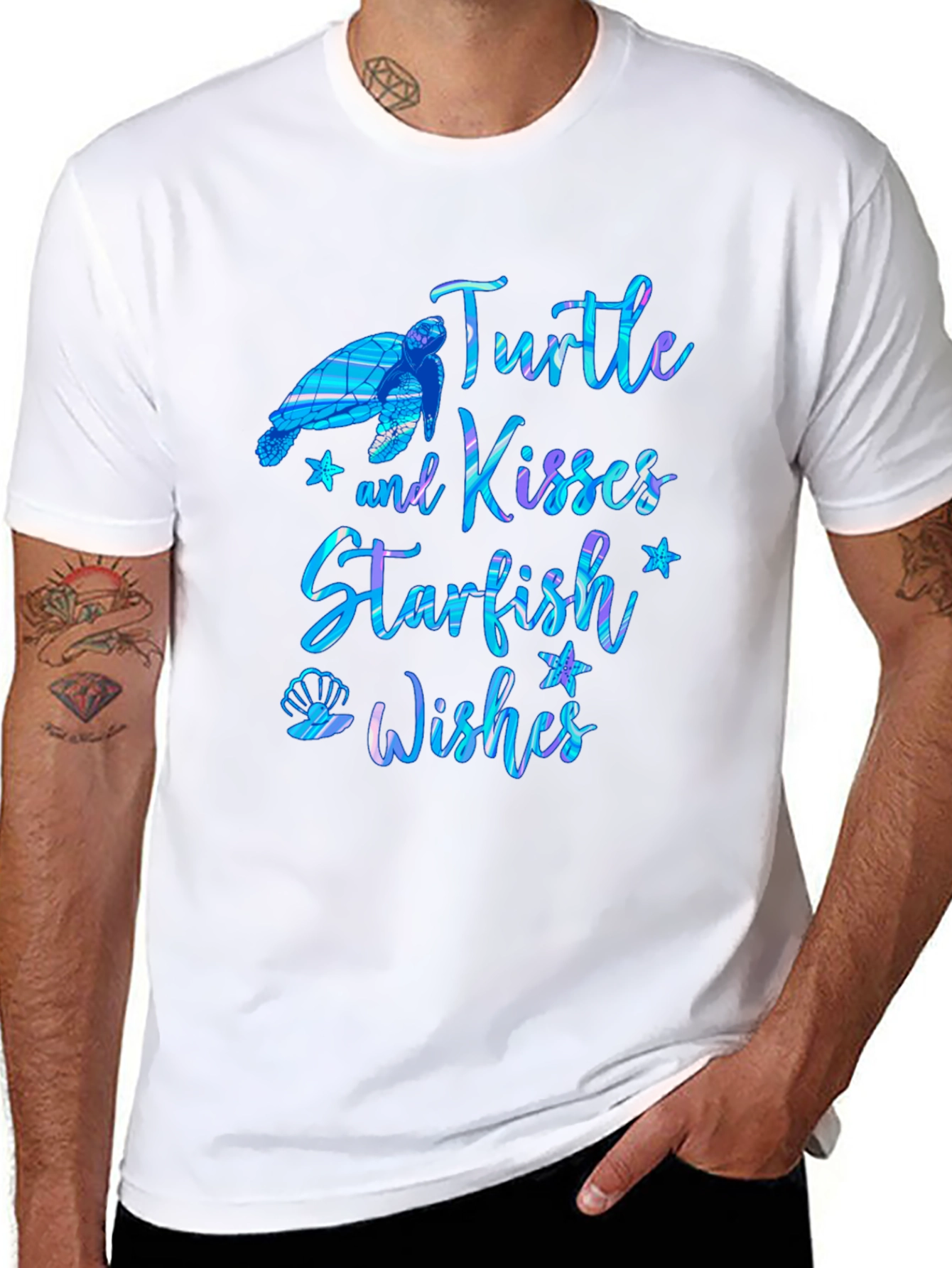 Turtle Kisses Starfish Wishes Graphic T-Shirt