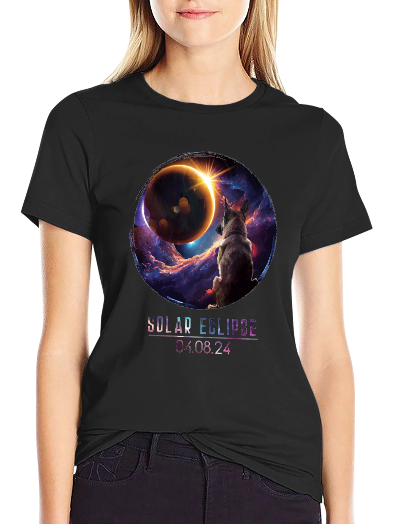Solar Eclipse Dog Graphic T-Shirt