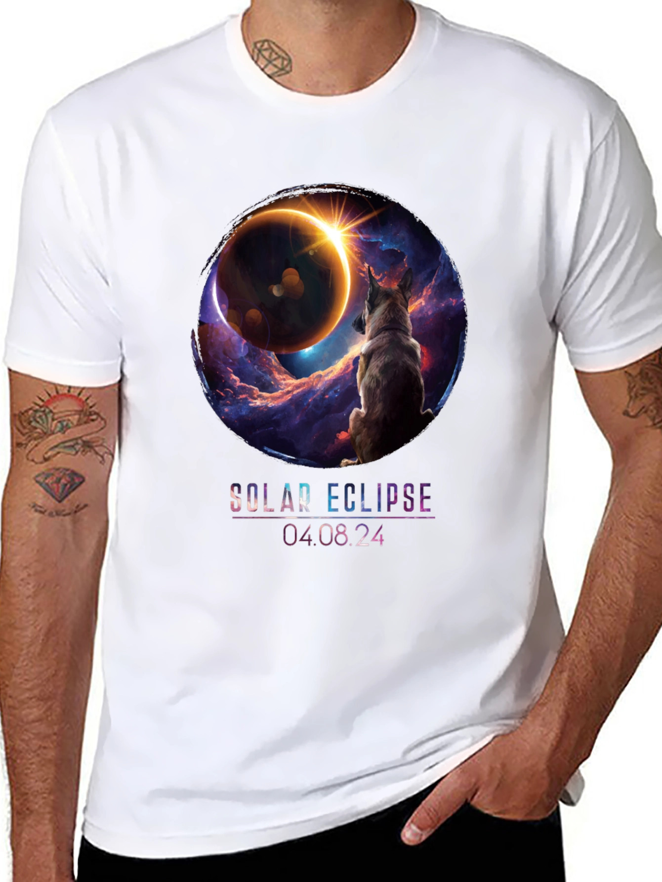 Solar Eclipse Dog Graphic T-Shirt