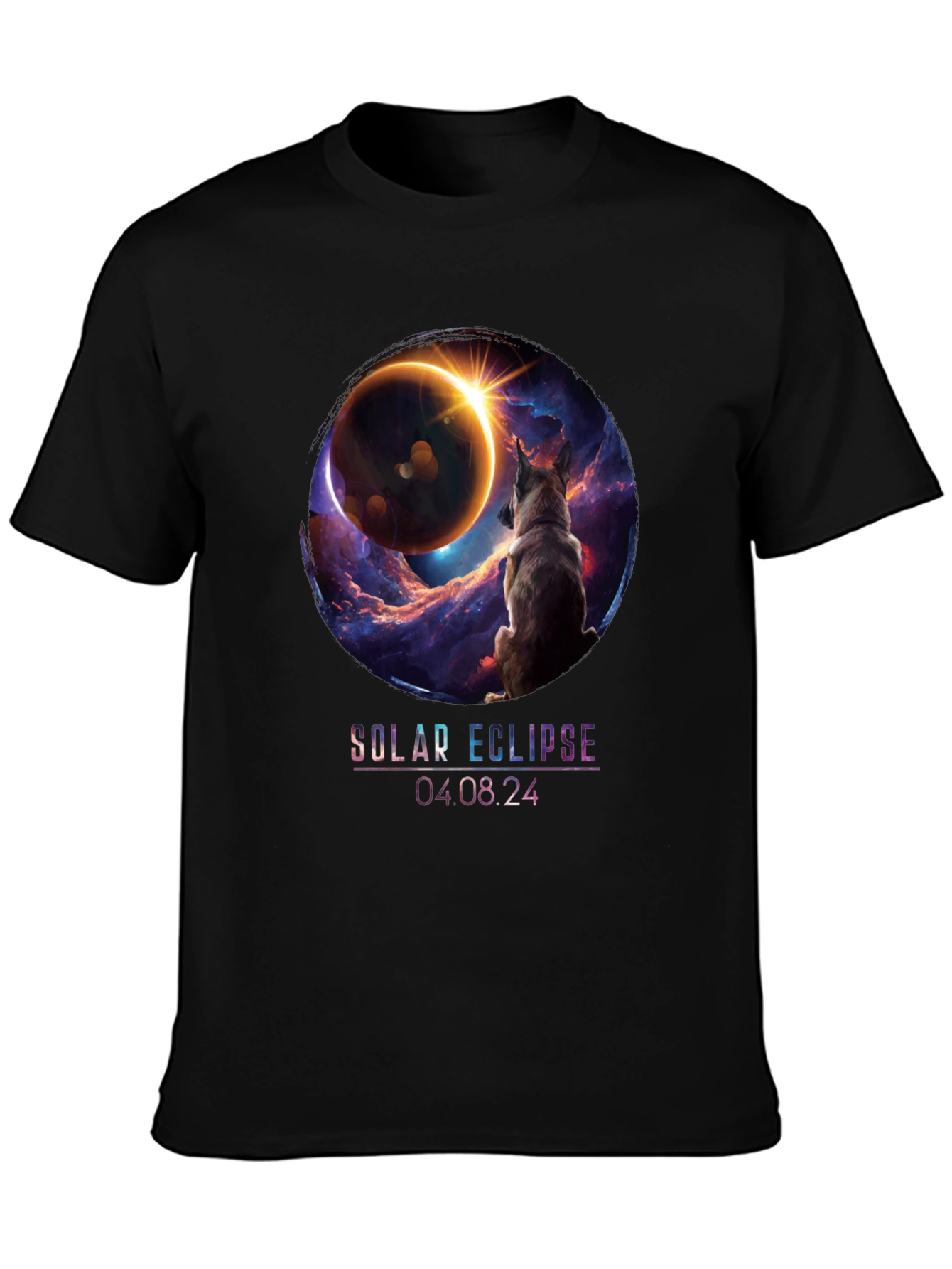 Solar Eclipse Dog Graphic T-Shirt
