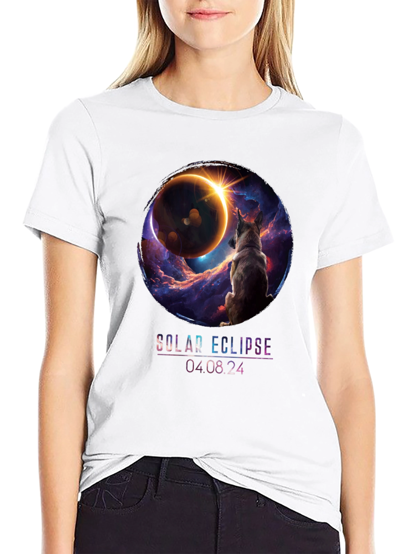 Solar Eclipse Dog Graphic T-Shirt