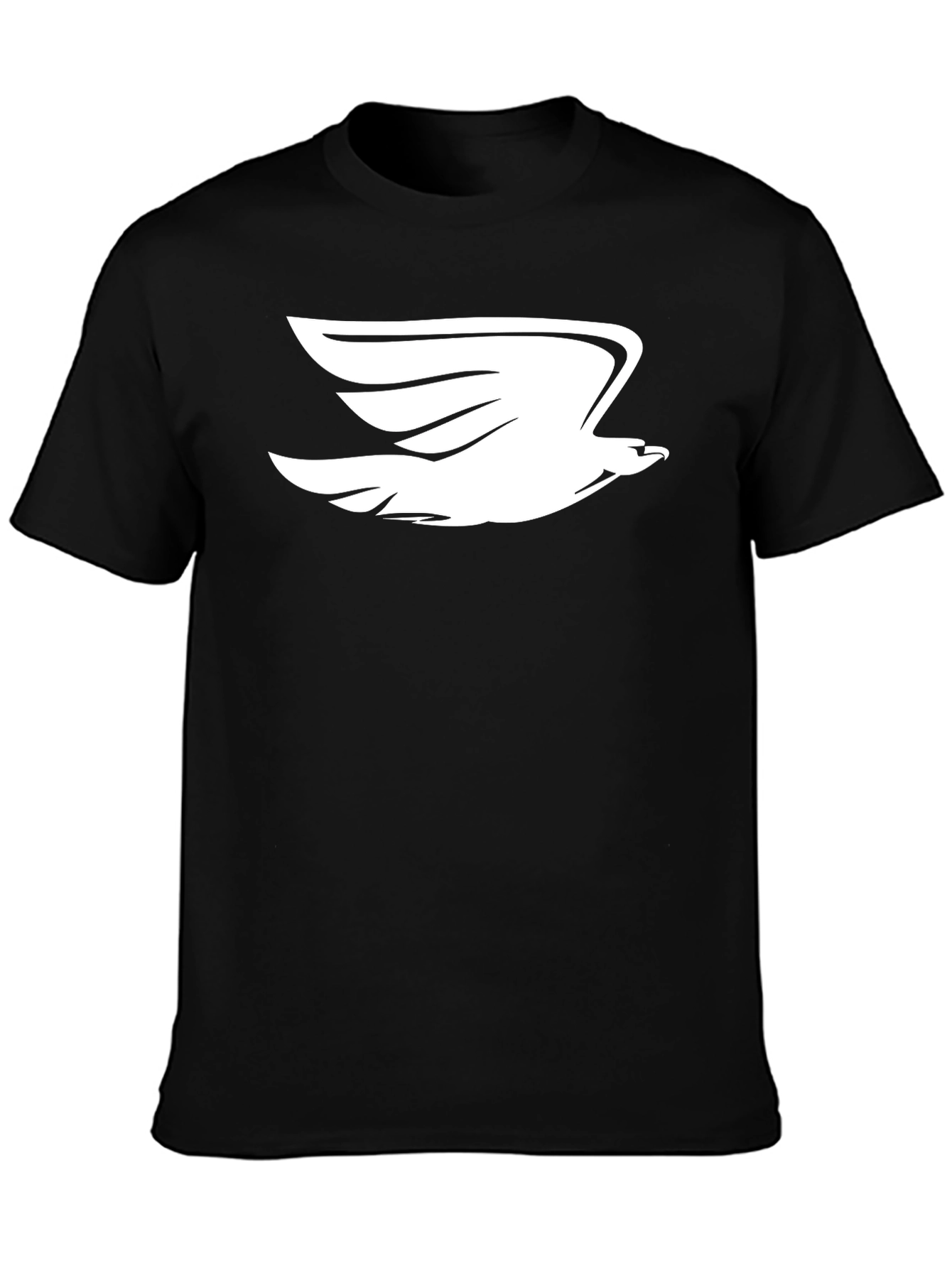 Black T-Shirt with White Flying Bird Graphic