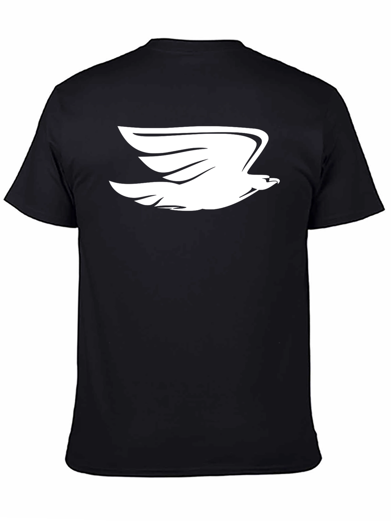 Black T-Shirt with White Flying Bird Graphic