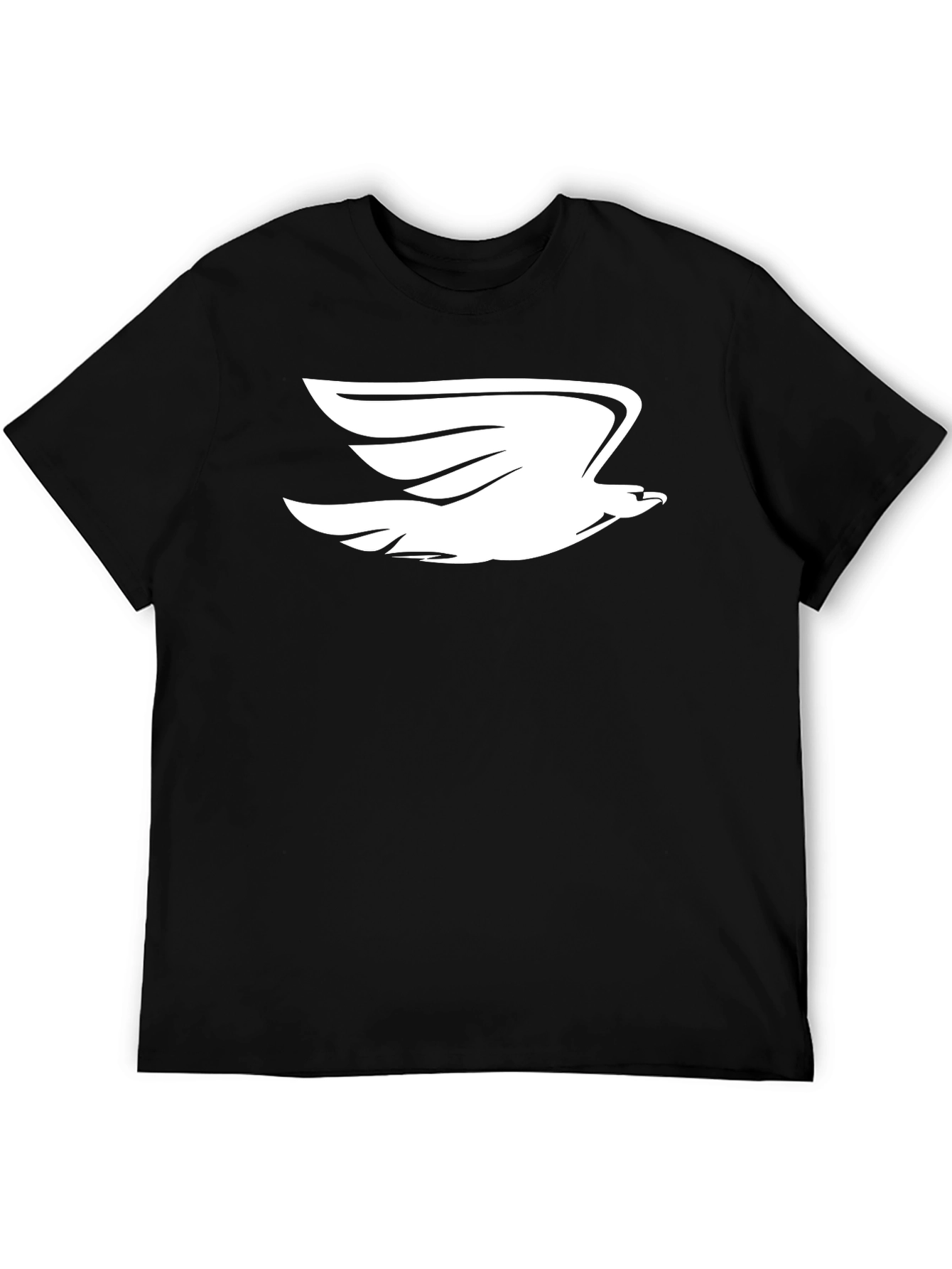 Black T-Shirt with White Flying Bird Graphic
