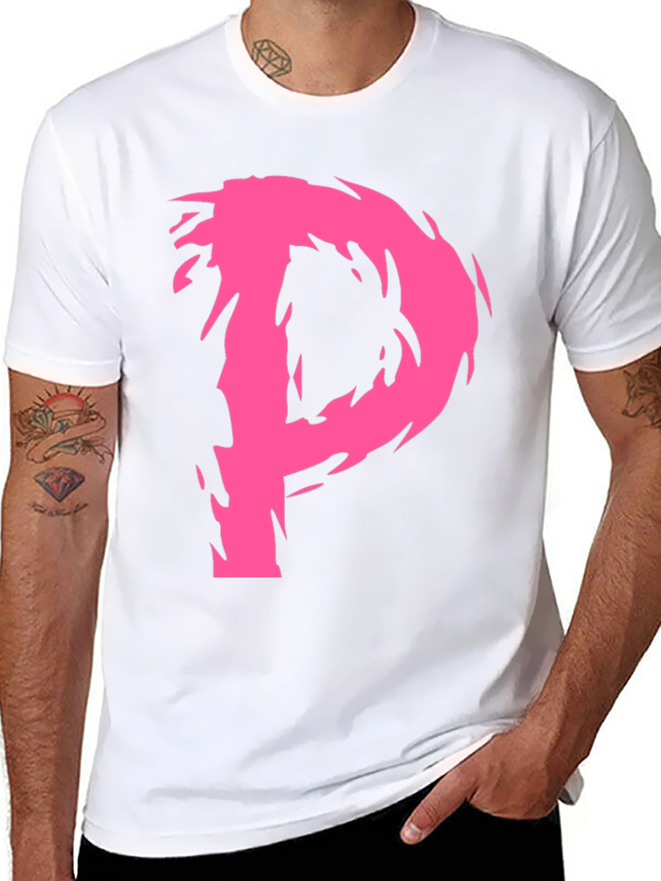 Edgy Pink P Graphic Black T-Shirt