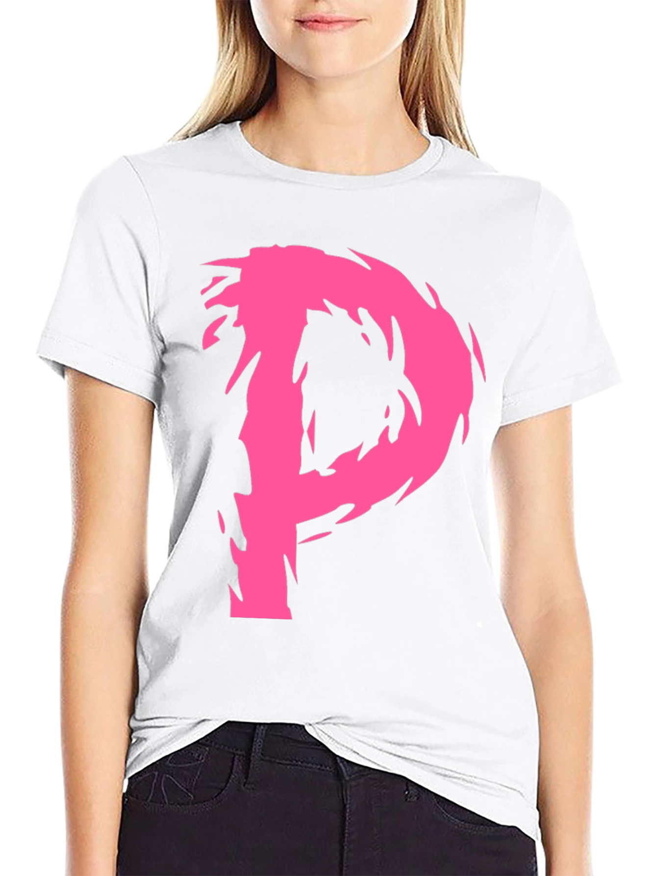 Edgy Pink P Graphic Black T-Shirt