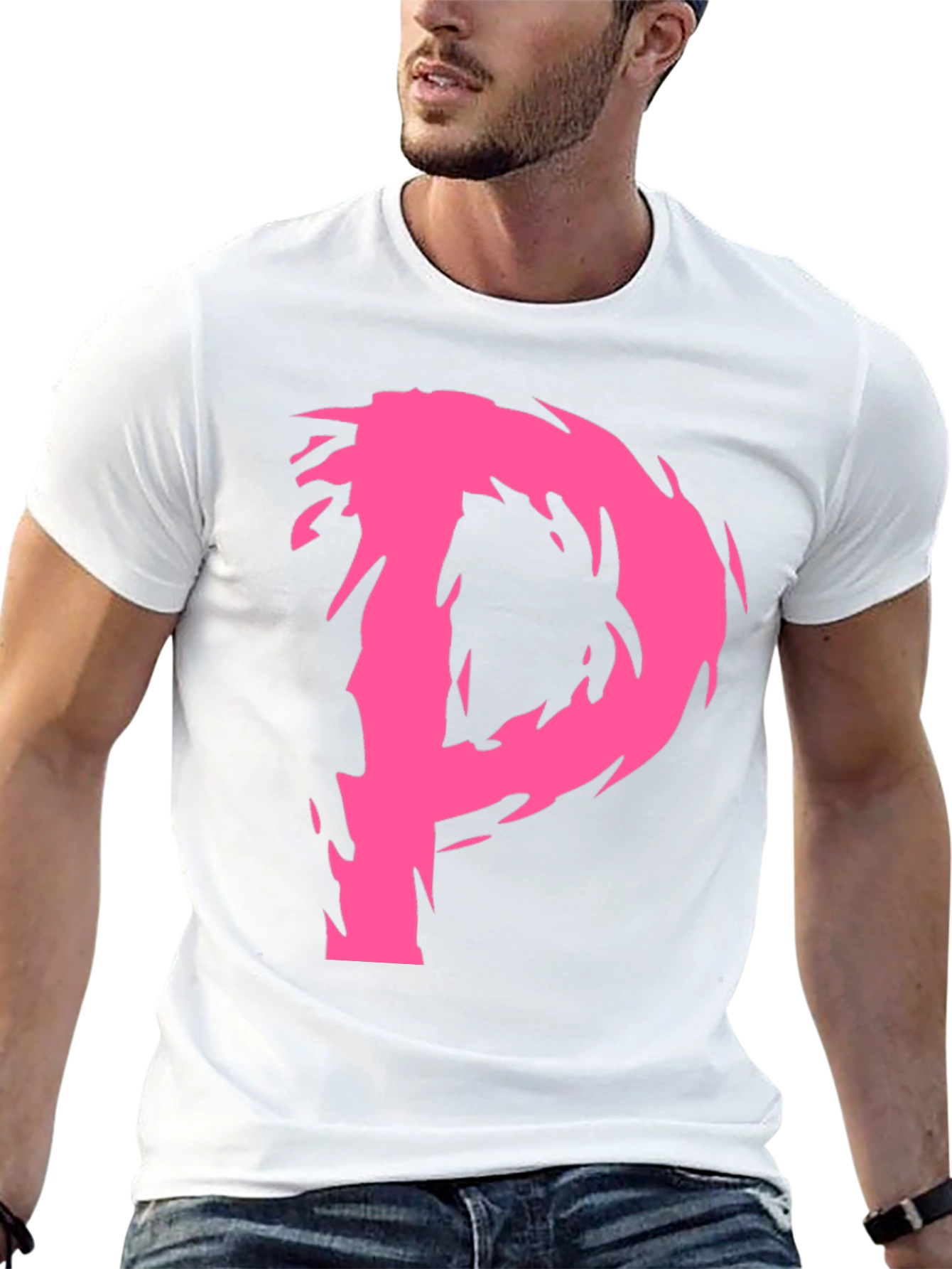 Edgy Pink P Graphic Black T-Shirt