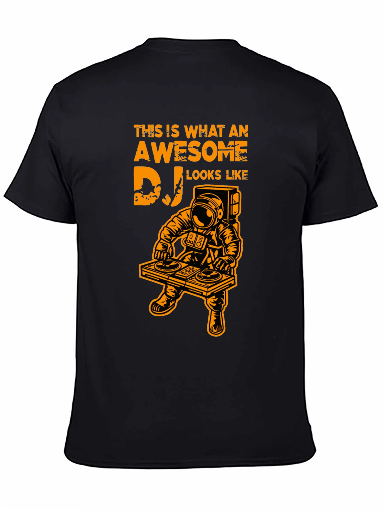 Awesome DJ Astronaut Graphic Tee - Black Cotton T-Shirt
