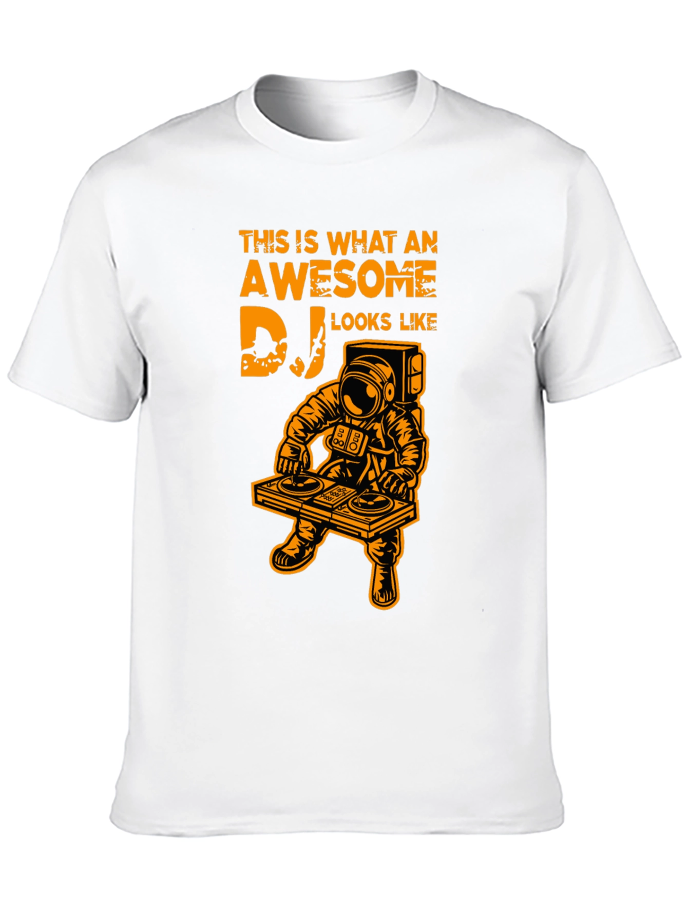 Awesome DJ Astronaut Graphic Tee - Black Cotton T-Shirt