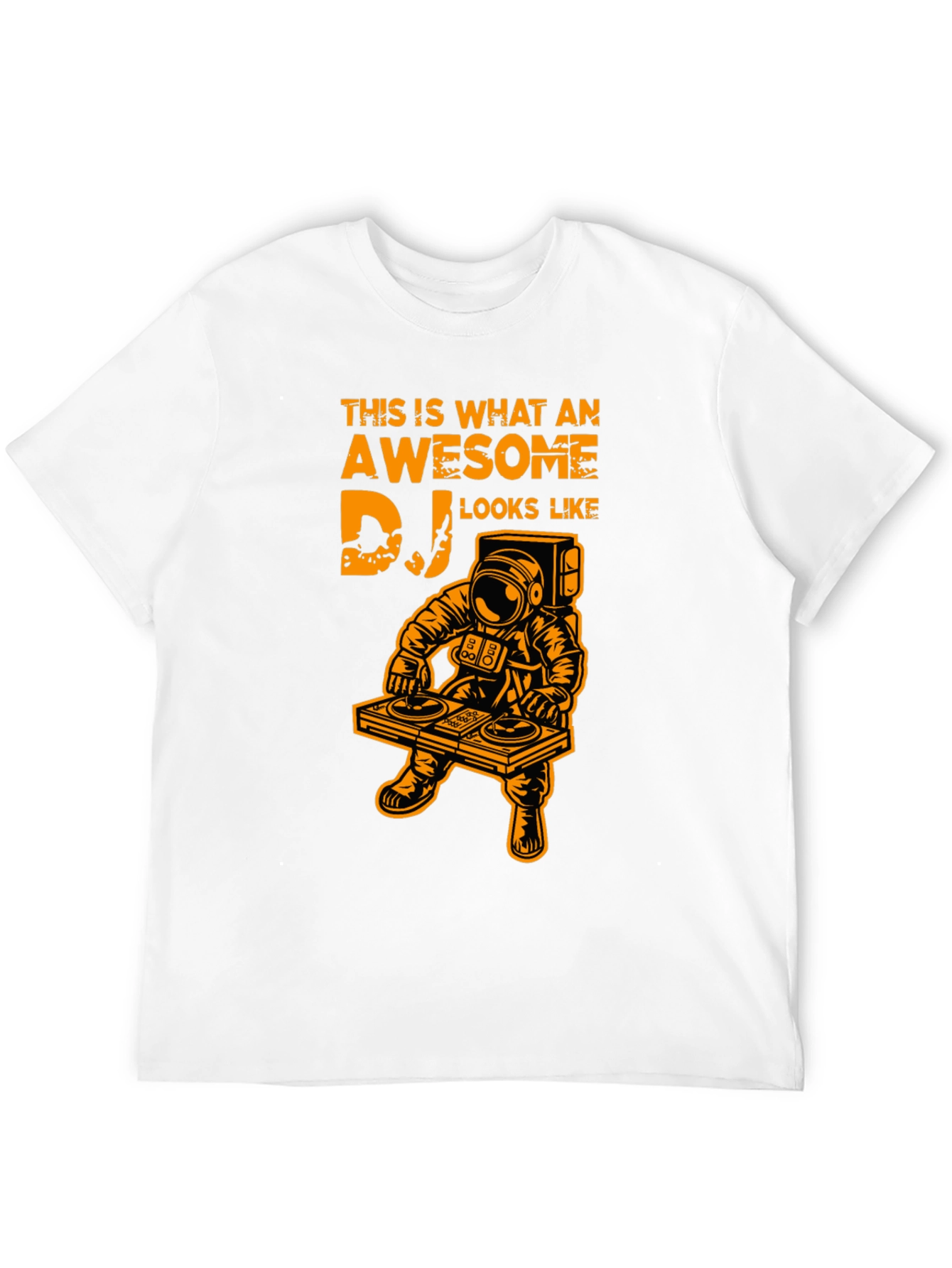 Awesome DJ Astronaut Graphic Tee - Black Cotton T-Shirt