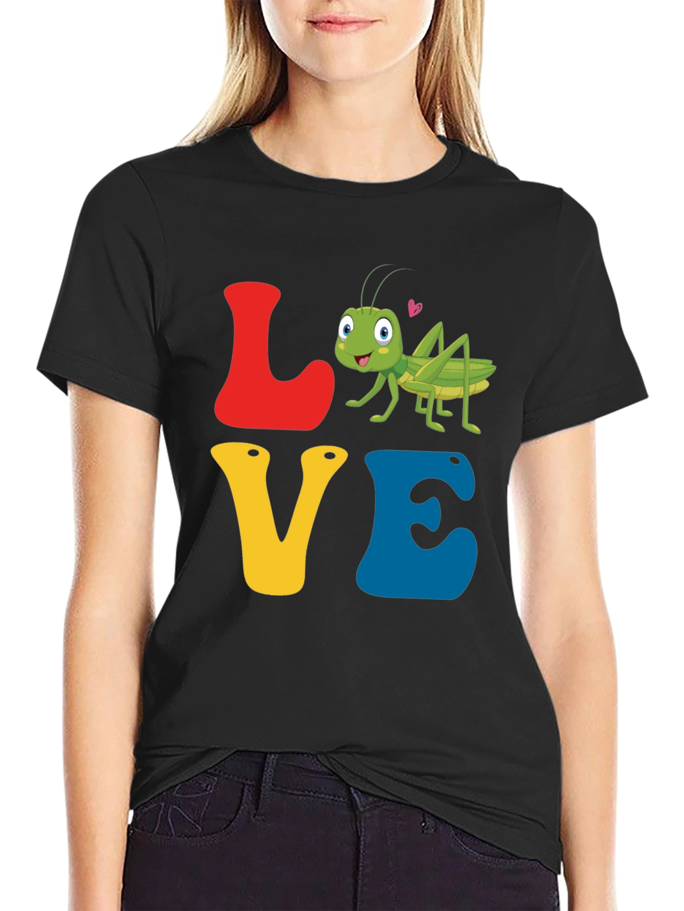 Love Grasshopper Tee - Black Cotton Blend