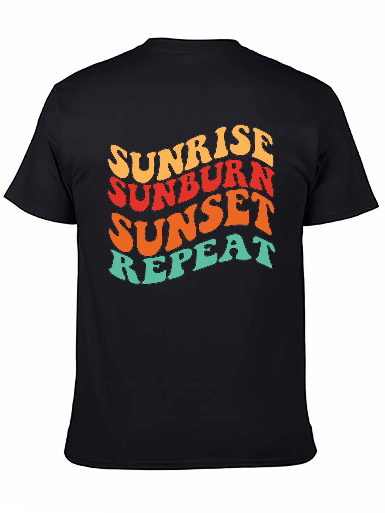 Sunrise Sunburn Sunset Repeat Black Graphic Tee