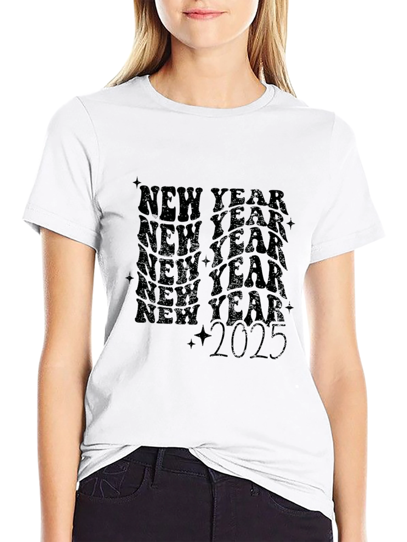 New Year 2025 Graphic Tee - Black