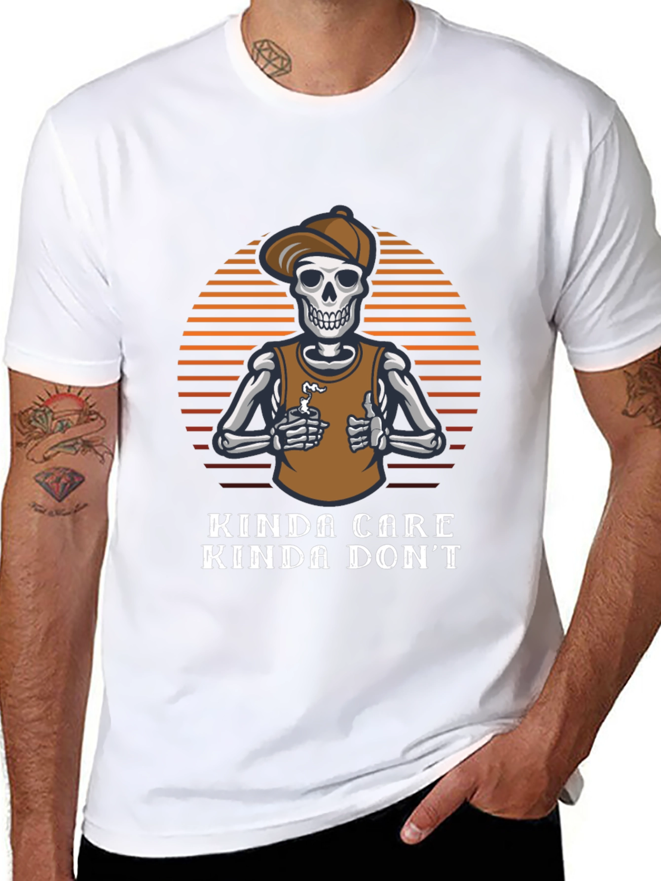 Kinda Care Kinda Dont Skeleton Graphic Tee