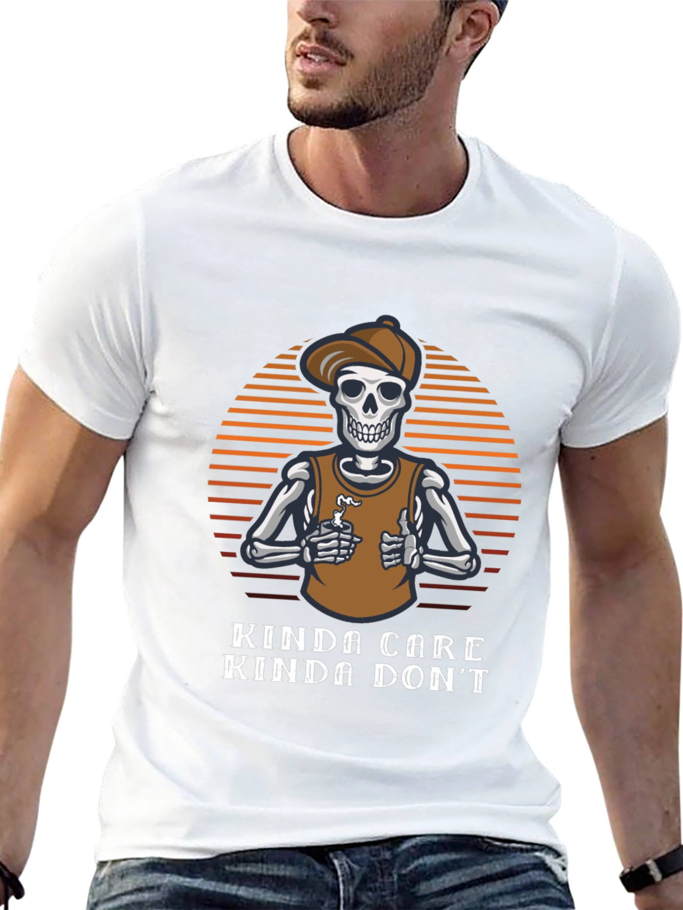 Kinda Care Kinda Dont Skeleton Graphic Tee