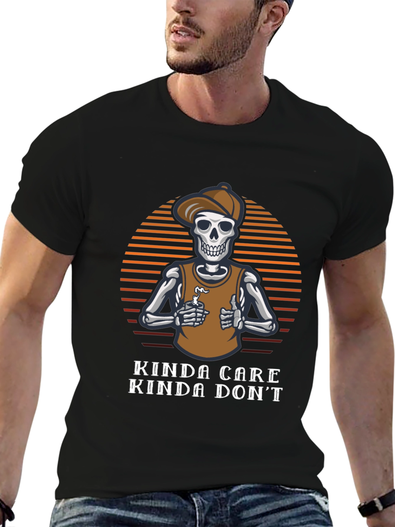 Kinda Care Kinda Dont Skeleton Graphic Tee