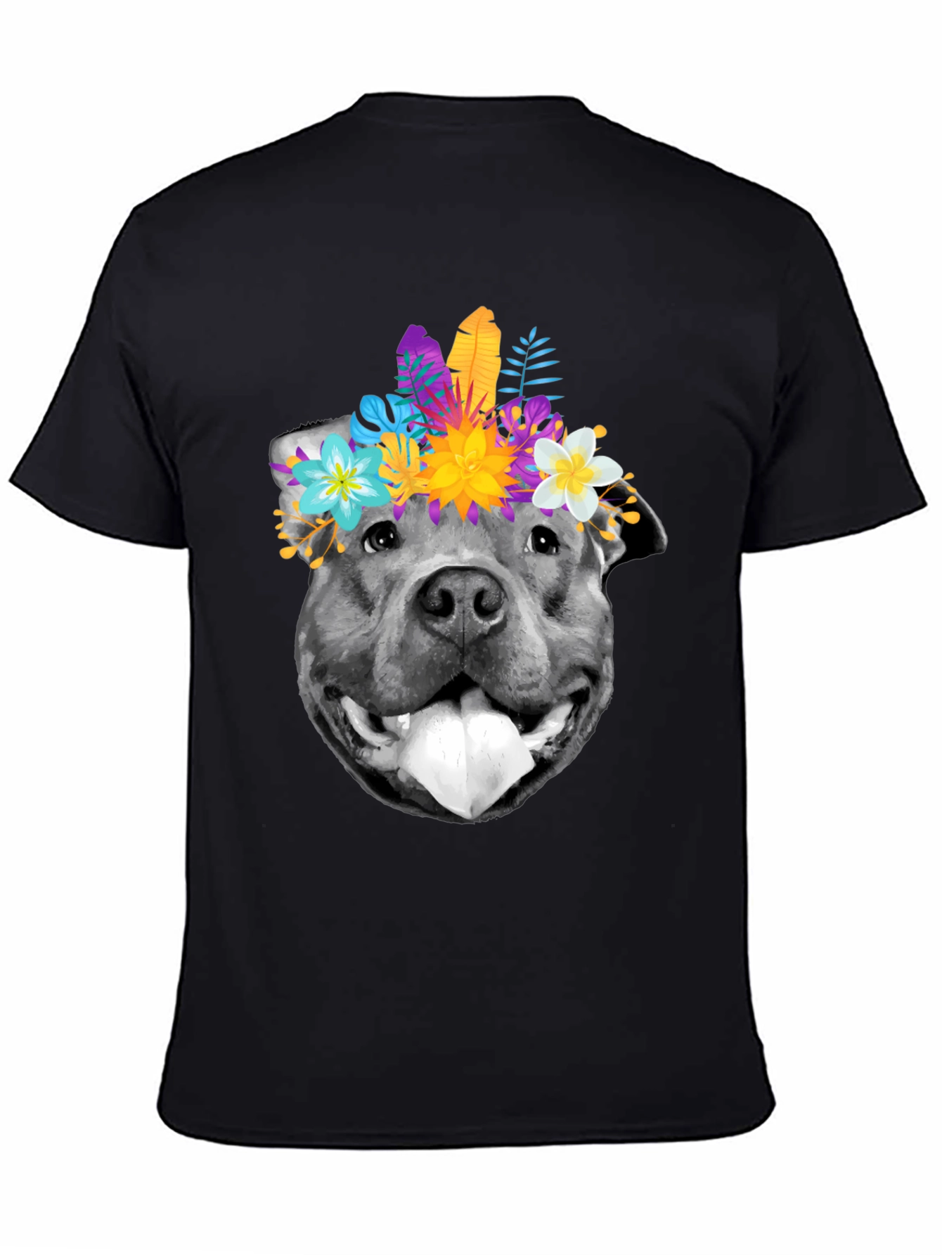 Dog with Flower Crown Graphic T-Shirt