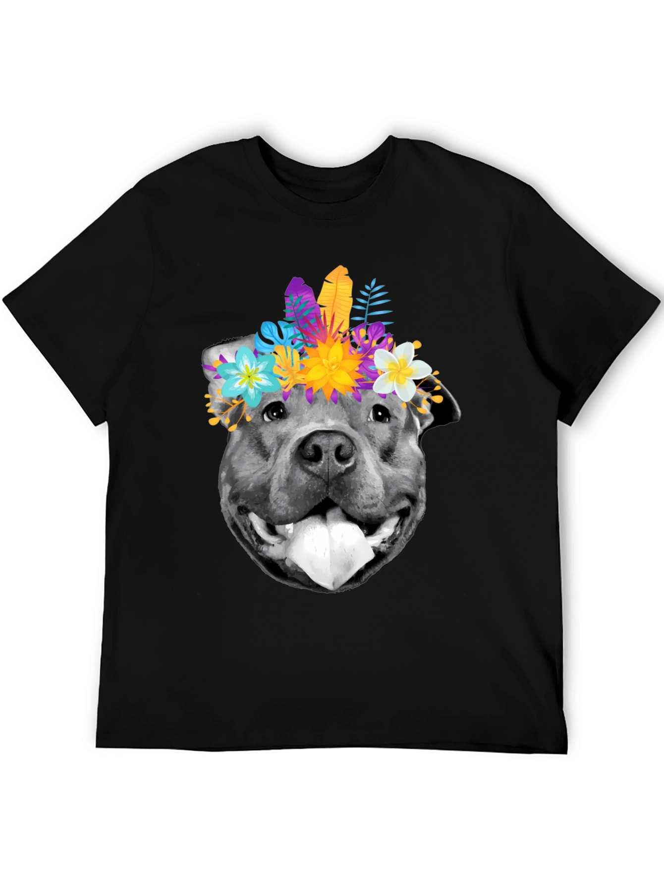 Dog with Flower Crown Graphic T-Shirt