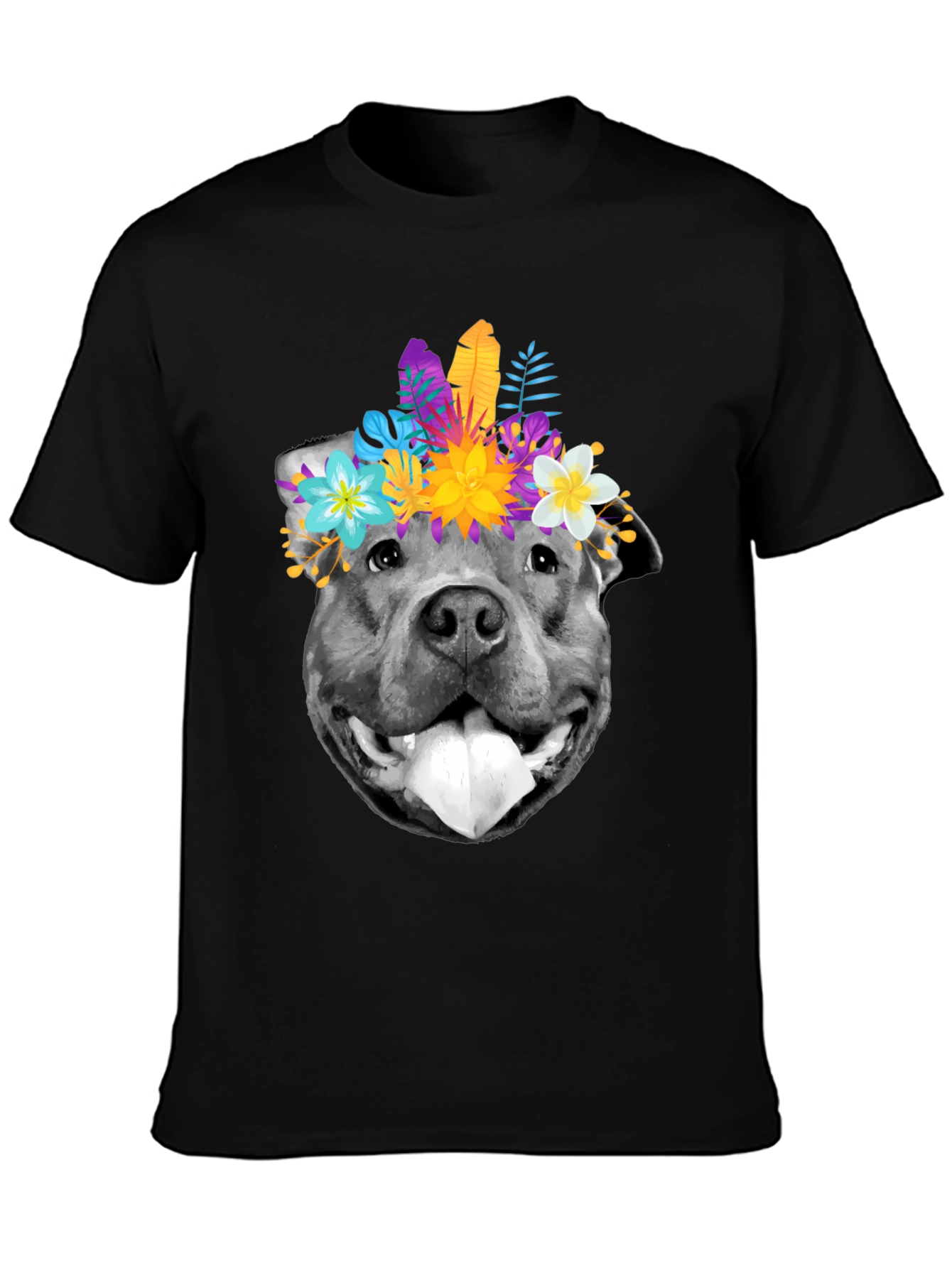 Dog with Flower Crown Graphic T-Shirt