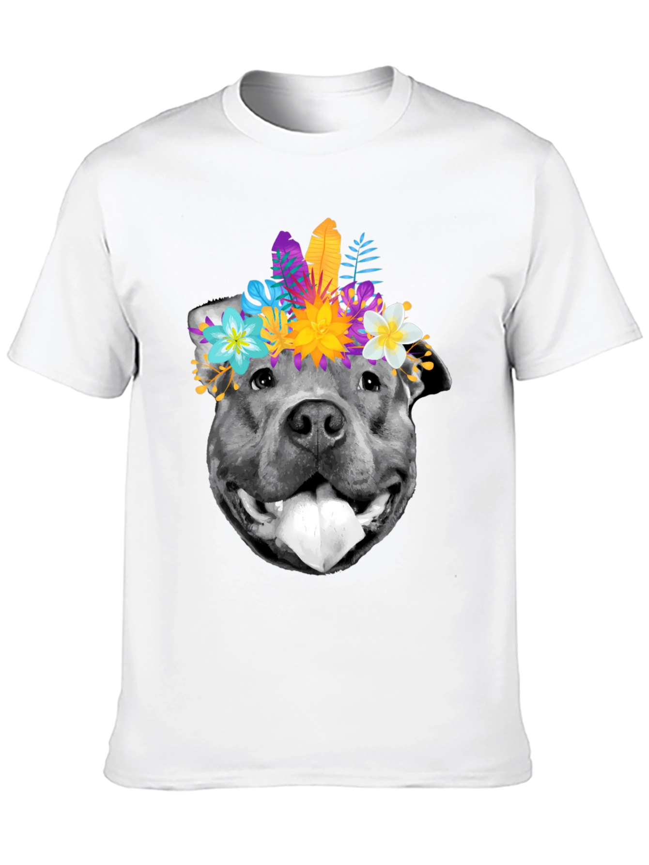 Dog with Flower Crown Graphic T-Shirt