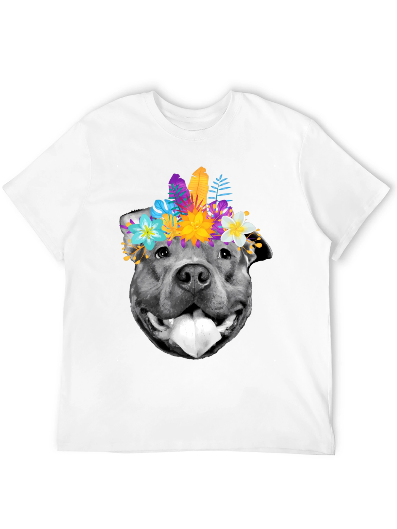 Dog with Flower Crown Graphic T-Shirt