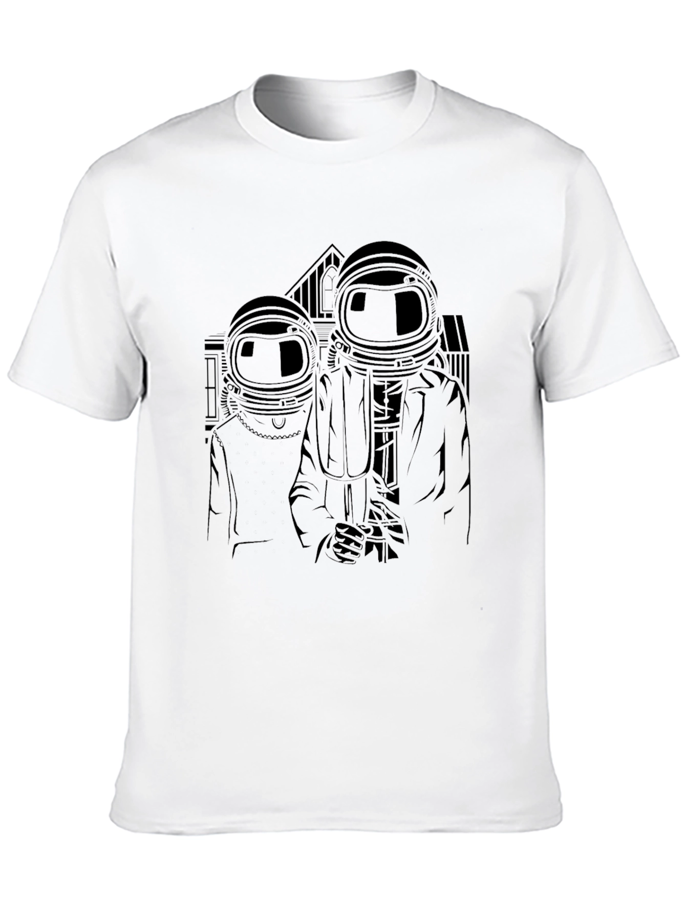 Astronaut American Gothic Black T-Shirt